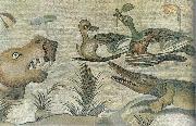 unknow artist Nilotic mosaic with hippopotamus,crocodile and ducks Spain oil painting artist
